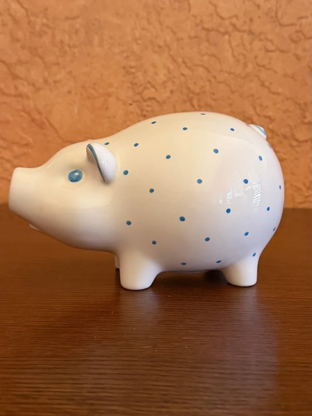 Tiffany & CO Authentic Ceramic Piggy Bank with light blue dots Great condition! - Picture 3 of 11